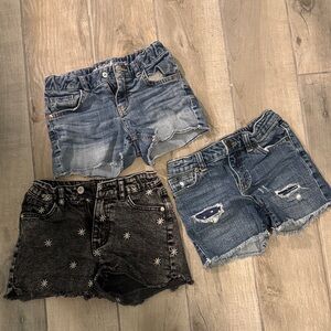 Girls Denim Shorts Set - Blue and Black